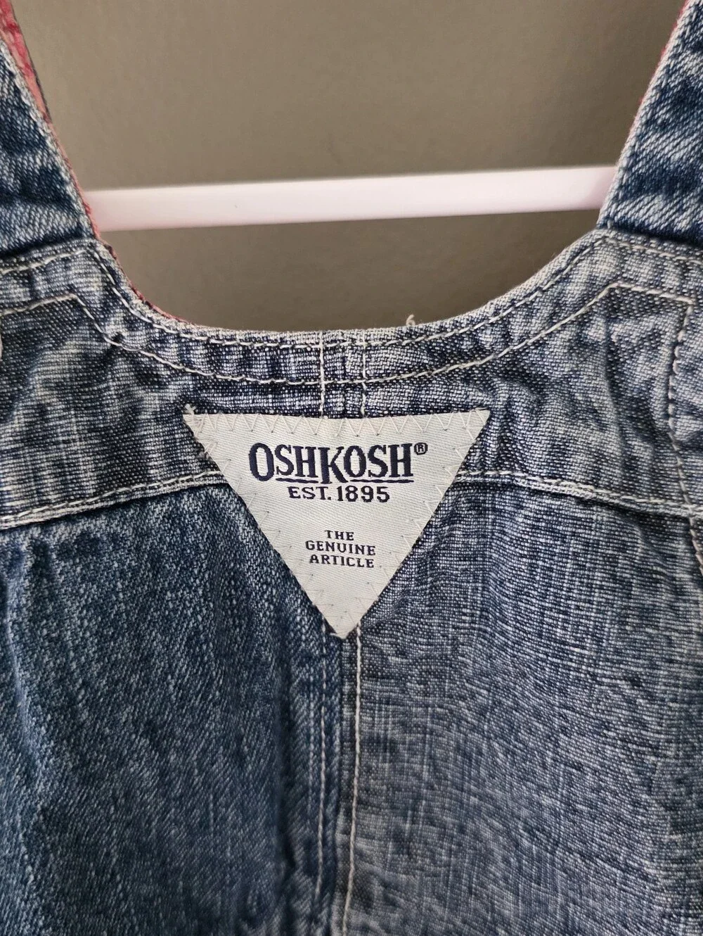Oshkosh Denim Red Plaid Overall Dress Baby Girl Size 6-9m